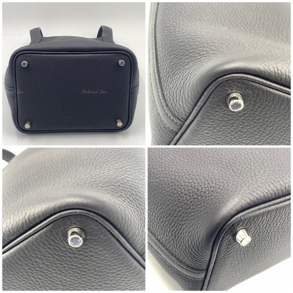Authentic HERMES Picotin Lock 18 Caban (dark blue) Clemence Leather Palladium - Picture 12 of 13